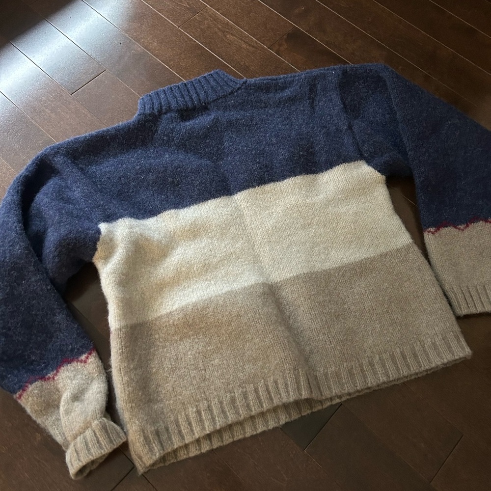 Vintage Muskoka Lakes 100% Shetland Wool Nature Outdoors Patterned Knit Sweater - Picture 5 of 5